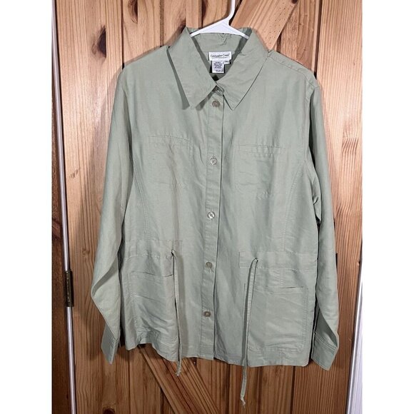 Coldwater Creek Light Green Women’s Modal Blend Tie Shirt Size XL - Picture 1 of 6